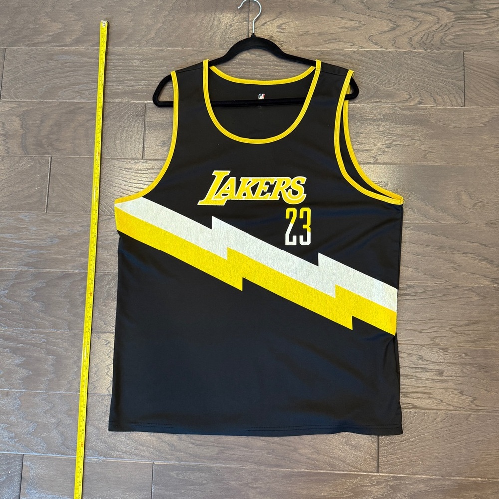 LeBron James #23 Lakers Jersey – Lightning Bolt Black/Yellow, Men’s Large - Picture 3 of 10